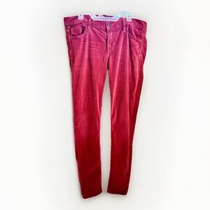 Citizens of Humanity Avedon Low Rise Skinny Corduroy Pants Burgundy Distressed